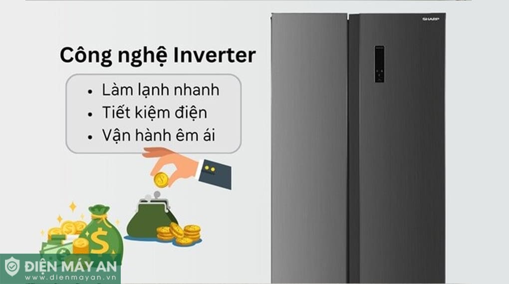 Tủ lạnh Sharp Inverter 532 lít Side By Side SJ-SBX530V-SL